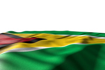 cute mockup image of Guyana flag lying with perspective view isolated on white with place for content - any celebration flag 3d illustration..