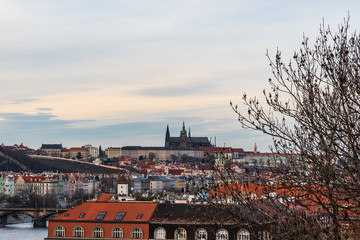 Fototapeta na wymiar Praha city panorama with Prazsky hrad from Vysehrad
