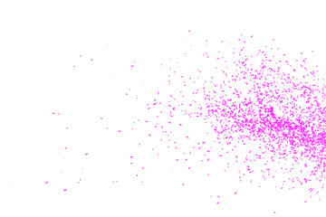 Pink falling particles round shape on white backround.