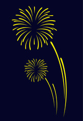 fireworks vector sign icon on black blue background for celebration design