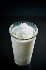 Vanilla shake in glass background 