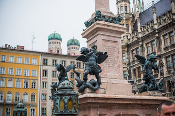 Fototapeta premium Tourism concept, look at view of city streets, centre of city. Vacation in Munich 