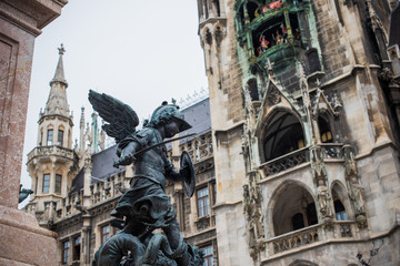 Naklejka premium Tourism concept, look at view of city streets, centre of city. Vacation in Munich 