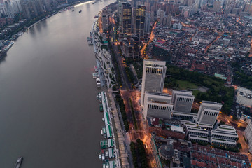 Aerial view over The Bund, Shanghai