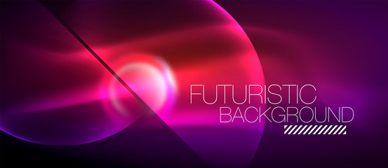 Blurred neon glowing round shapes, abstract circles and lights