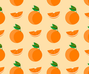 pattern of orange oranges with leaves vector graphic