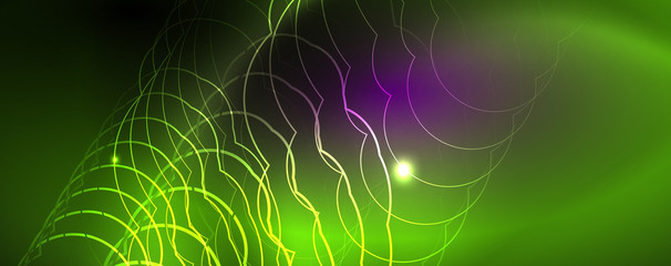 Shiny glowing design background, neon style lines, technology concept, vector