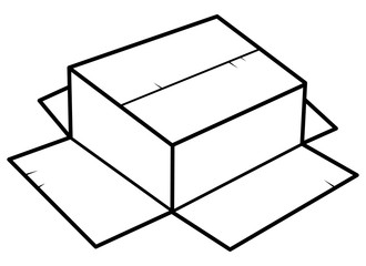 Used paper box / cartoon vector and illustration, black and white style, isolated on white bacground.