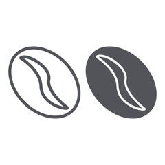 Obraz premium Coffee bean line and glyph icon, coffee and plant, seed sign, vector graphics, a linear pattern on a white background.