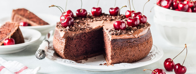 Chocolate Cake with Sweet Cherries