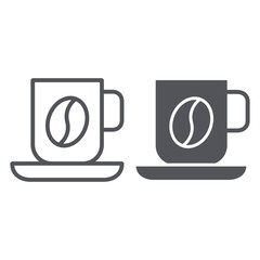 Coffee mug line and glyph icon, food and drink, cup sign, vector graphics, a linear pattern on a white background.