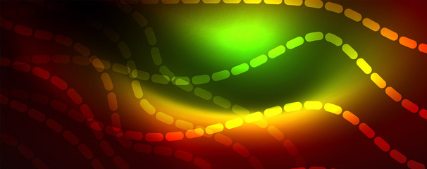Fototapeta premium Shiny neon lines techno magic futuristic background, magic energy space light concept, abstract background wallpaper design