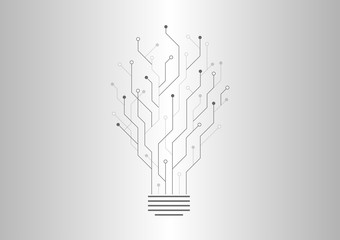 Circuit Light Bulb silhouette with grey tone