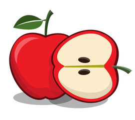 red apple vector on white background