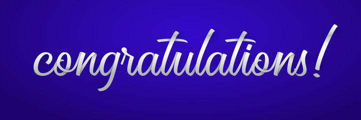Congratulations lettering vector color illustration on blue background