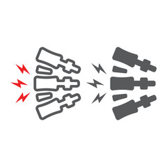 Spine pain line and glyph icon, body and painful, back ache sign, vector graphics, a linear pattern on a white background.