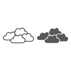 Overcast line and glyph icon, weather and climate, cloudy sign, vector graphics, a linear pattern on a white background.