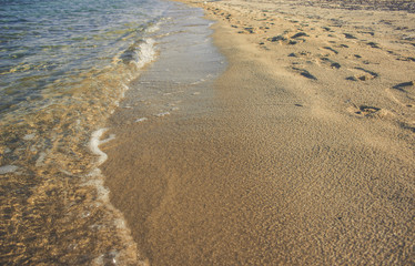 soft colors summer morning scenic landscape of sand beach waterfront calming place for relax and promenade