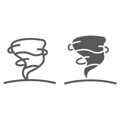 Hurricane line and glyph icon, weather and meteorology, cyclone sign, vector graphics, a linear pattern on a white background.