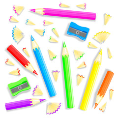 Colored pencils and sharpeners