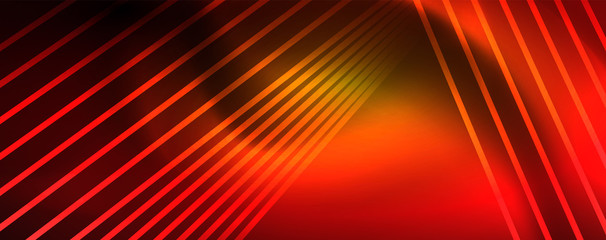 Shiny color neon light with lines, abstract wallpaper, shiny motion, magic space light. Techno abstract background