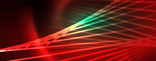 Vector neon light lines concept, abstract background
