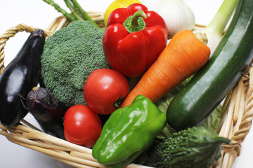 Fresh raw vegetables in basket