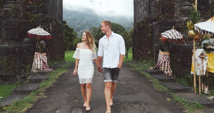Happy young couple spending time in Bali