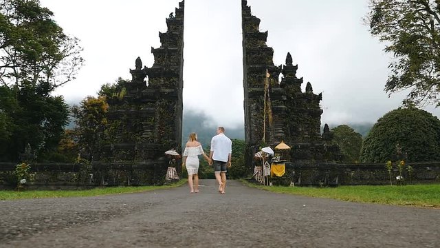 Happy young couple spending time in Bali