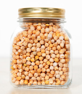 Cereal Peas In A Glass Jar Under The Lid