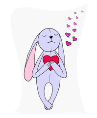 Romantic rabbit with a heart. Valentine's day. Love