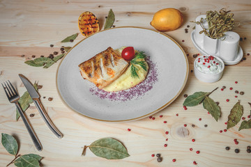 ready dish with fried fish