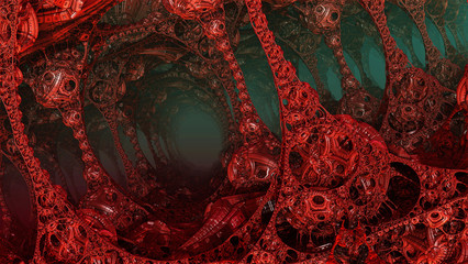 Abstract background, fantastic 3D structures, dark and bloody fictional background. - obrazy, fototapety, plakaty