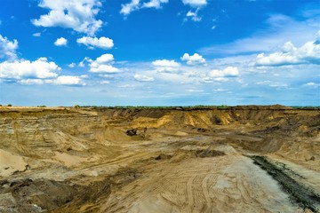 Obraz premium Sand pit. Excavator. Quarry equipment.