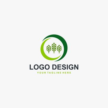 Grain natural plant logo design. Bakery logo design vector.