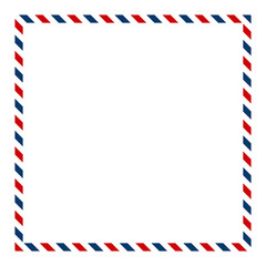 Posttal red blue background icon. Postcard paper mail design.