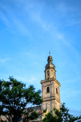 Fototapeta na wymiar tower of church in Germany Erlangen Marthin Luther
