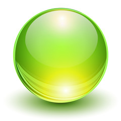 Green ball, 3D glass icon