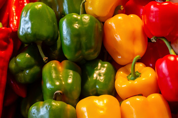 bright ripe vegetable paprika green red yellow background culinary base colorful