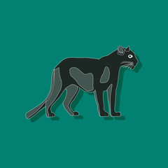 panther paper sticker on stylish background © anastasia_horovits