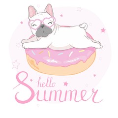 French bulldog head isolated on white background. Vector illustration