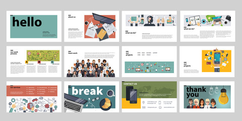 Business presentation templates. Flat vector illustration