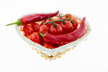 red vegetable mix hot sauce tomato chili pepper base design on white background