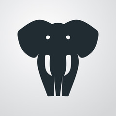 Icono plano silueta elefante en fondo gris
