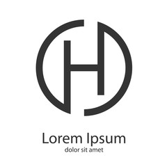 Logotipo con letra H en circunferencia en color gris