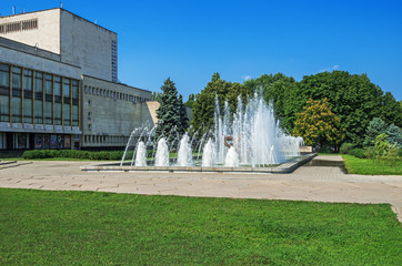 Fountain near theater building