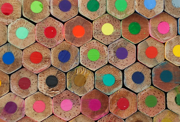 Obraz na płótnie Canvas Group of Stacked Pile of multicolored Pencils for Background. Top View