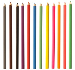 Multicolored Pencils isolated on white background.