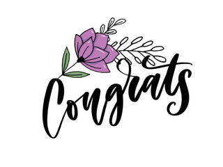 Congrats hand written lettering for congratulations card, greeting card, invitation, and print. Isolated on background. Slogan