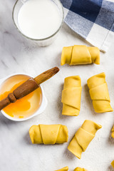 Making homemade french pastry croissants
